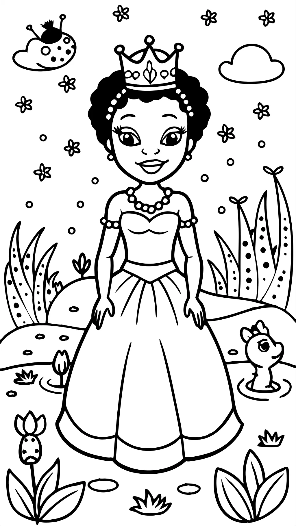 tiana coloring page